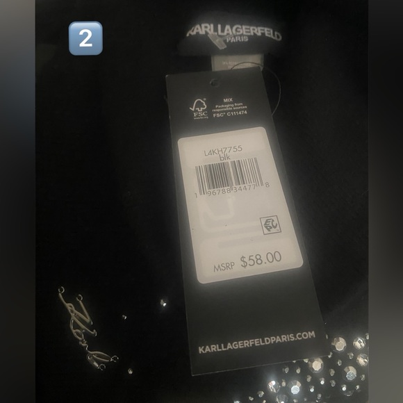 KARL LAGERFELD PARIS Rhinestone Sparkle Stars Beanie Cap! NWT Retail: $58 - Picture 5 of 6